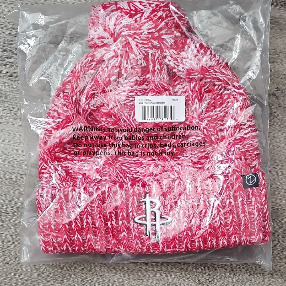 Houston Rockets Pink Marled Pom Beanie